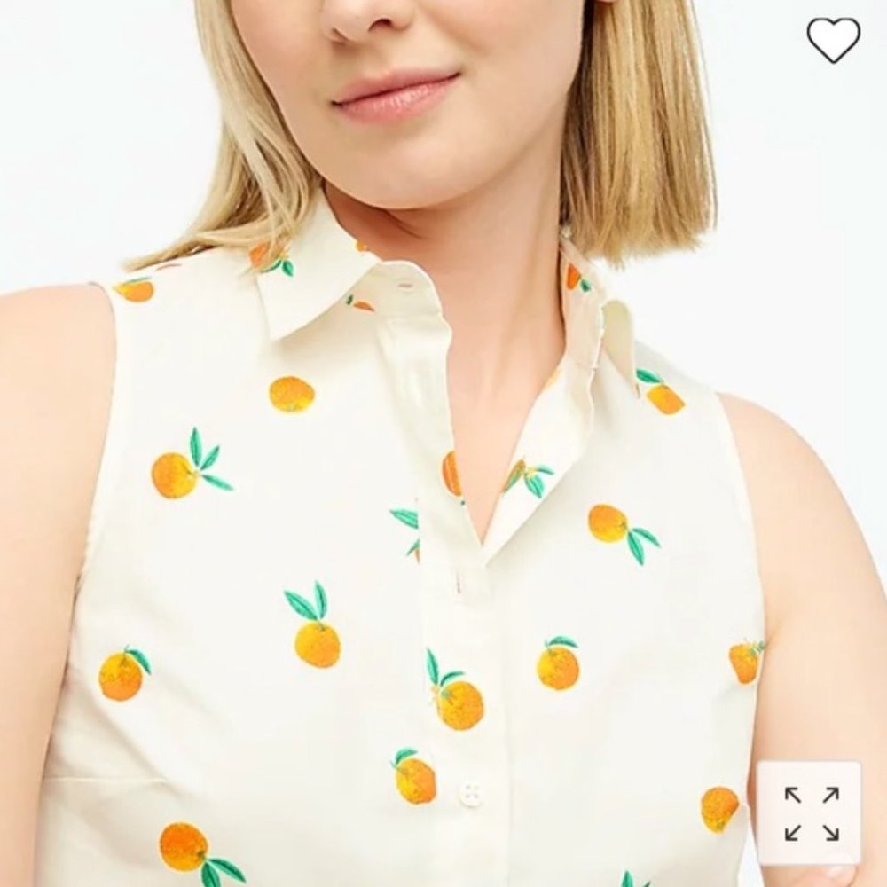 J. Crew sleeveless poplin shirt, citrus print (NWT)